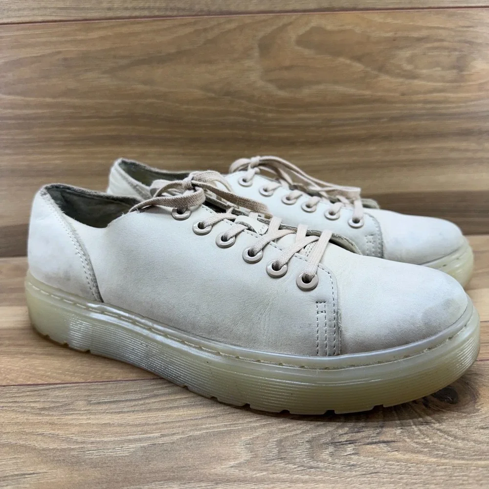Dr Martens Dante Beige Nubuck Leather Mens 8 Casual Chunky Oxfords Womens 9‎
